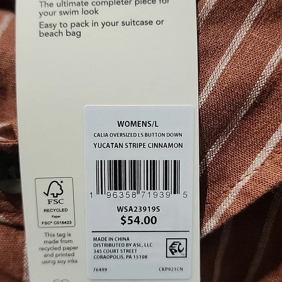 Calia By Carrie Underwood Oversized Long Sleeve Button Down Swim Cover Up NWT - Picture 6 of 7